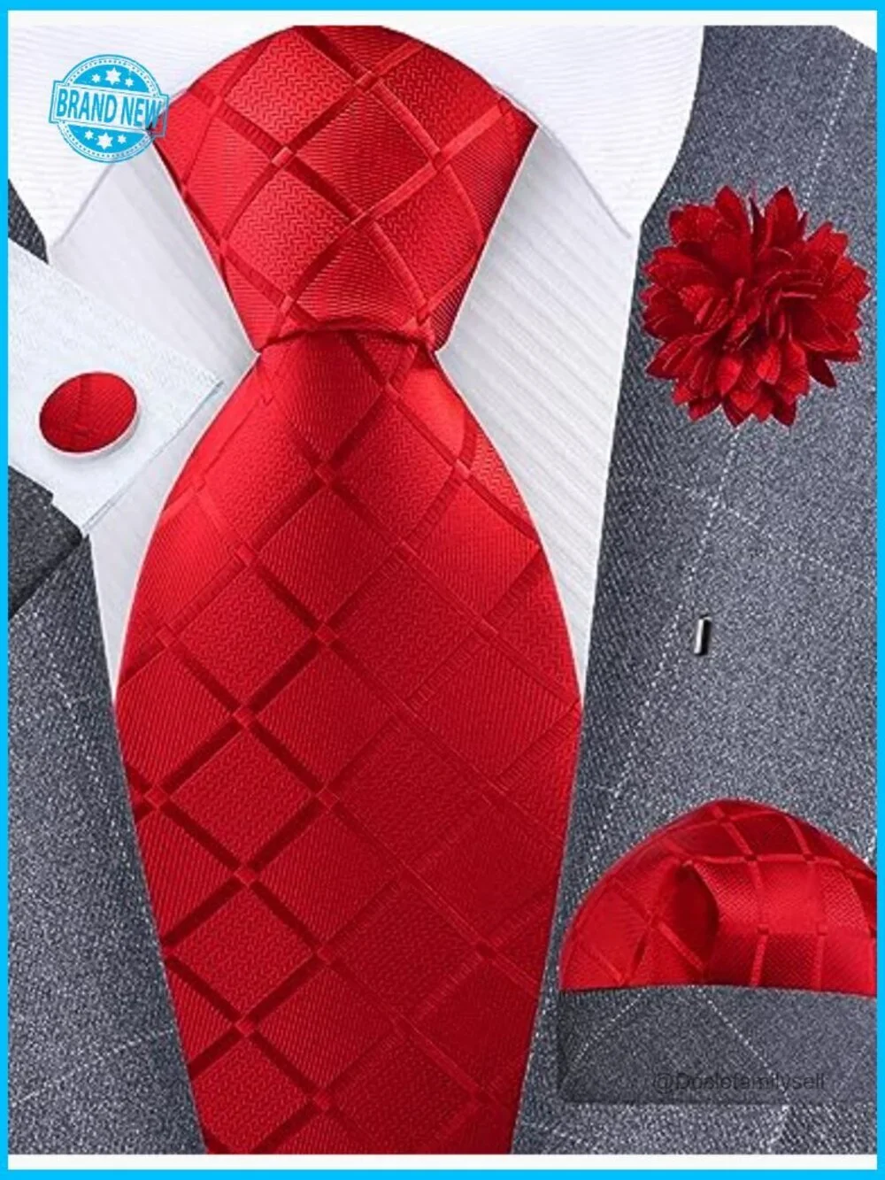 Classic Formal Tie Set with Cufflinks and Lapel Pin Elegant Men's Accessories